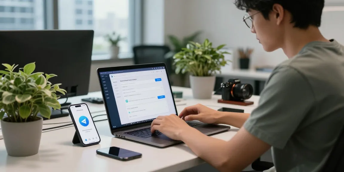 Adjusting Telegram Chinese settings in a sleek office environment