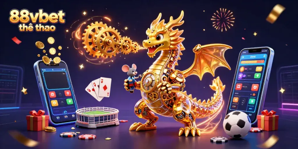 Engage with 88vbet thể thao's dynamic sports betting scene featuring a golden dragon and rich casino elements.